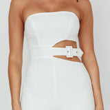 Glisten Cut-Out Buckle Waist Jumpsuit White