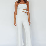 Glisten Cut-Out Buckle Waist Jumpsuit White