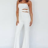 Glisten Cut-Out Buckle Waist Jumpsuit White