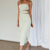 Glisten Cut-Out Buckle Waist Midi Dress Pistachio