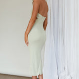 Glisten Cut-Out Buckle Waist Midi Dress Pistachio