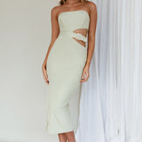 Glisten Cut-Out Buckle Waist Midi Dress Pistachio