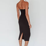 Yours Alone Gathered Detail Midi Dress Black