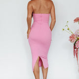 Yours Alone Gathered Detail Midi Dress Pink