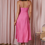 Sunshine Daze Pleated Bust Midi Dress Hot Pink