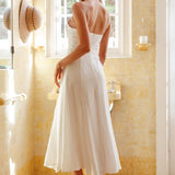 Sunshine Daze Pleated Bust Midi Dress White