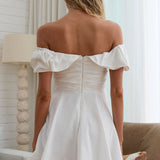 Lillianne Off-Shoulder A-line Mini Dress White