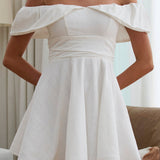 Lillianne Off-Shoulder A-line Mini Dress White