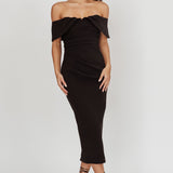 Lillianne Off-Shoulder Midi Dress Black
