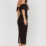 Lillianne Off-Shoulder Midi Dress Black