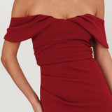 Lillianne Off-Shoulder Midi Dress Wine