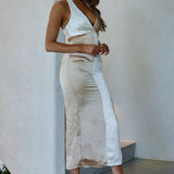Harlequin Halterneck Satin Maxi Dress Ivory