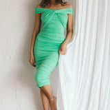 Maja Off-Shoulder Midi Dress Green