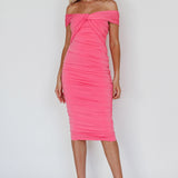 Maja Off-Shoulder Midi Dress Pink