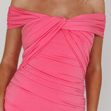 Maja Off-Shoulder Midi Dress Pink