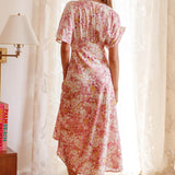 Graceful Batwing Sleeve Midi Dress Floral Pink
