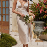 Pale Moonlight Knot Strap Midi Dress Champagne