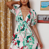 Anakin Twist Bust Mini Dress Swirl Green