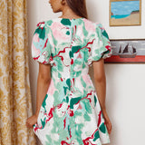 Anakin Twist Bust Mini Dress Swirl Green