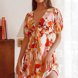 Anakin Twist Bust Mini Dress Swirl Orange