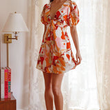 Anakin Twist Bust Mini Dress Swirl Orange