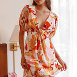 Anakin Twist Bust Mini Dress Swirl Orange