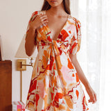 Anakin Twist Bust Mini Dress Swirl Orange