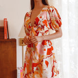 Anakin Twist Bust Mini Dress Swirl Orange
