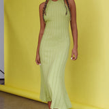 Mikah Knit Halterneck Midi Dress Lime