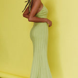 Mikah Knit Halterneck Midi Dress Lime