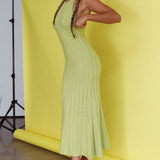 Mikah Knit Halterneck Midi Dress Lime