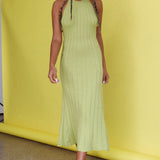 Mikah Knit Halterneck Midi Dress Lime