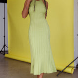 Mikah Knit Halterneck Midi Dress Lime