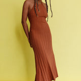 Mikah Knit Halterneck Midi Dress Mocha