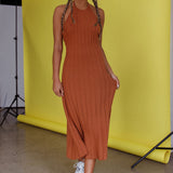 Mikah Knit Halterneck Midi Dress Mocha