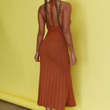 Mikah Knit Halterneck Midi Dress Mocha