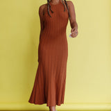 Mikah Knit Halterneck Midi Dress Mocha