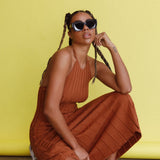 Mikah Knit Halterneck Midi Dress Mocha