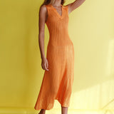 Palm Island Collared Crochet Midi Dress Mango