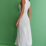 Palm Island Collared Crochet Midi Dress White