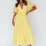 Summer Land V-Neckline Midi Dress Butter