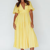 Summer Land V-Neckline Midi Dress Butter