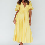 Summer Land V-Neckline Midi Dress Butter