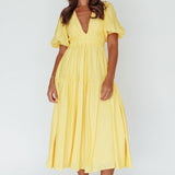 Summer Land V-Neckline Midi Dress Butter