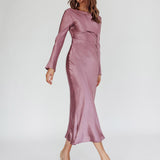 Loveland Cowl Back Midi Dress Grape