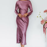 Loveland Cowl Back Midi Dress Grape