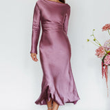 Loveland Cowl Back Midi Dress Grape