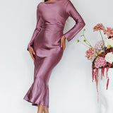 Loveland Cowl Back Midi Dress Grape