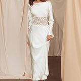 Loveland Lace Insert Cowl Back Dress Oyster