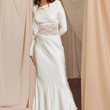 Loveland Lace Insert Cowl Back Dress Oyster
